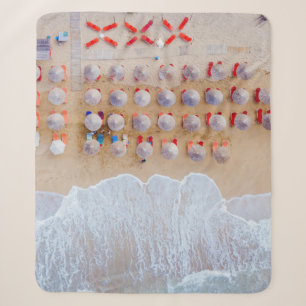 Aerial photography of seashore at daytime sherpa blanket