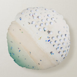Aerial photography of seashore round cushion