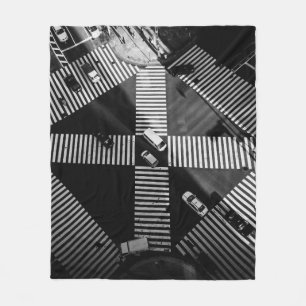 AERIAL PHOTOGRAPHY OF VEHICLES ON STREETS DURING D FLEECE BLANKET