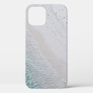 AERIAL PHOTOGRAPHY OF WHITE SAND SEASHORE AND GREE iPhone 12 CASE