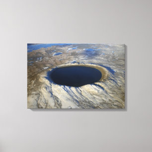 Aerial Pingualuit Crater, Quebec, Canada. Canvas Print