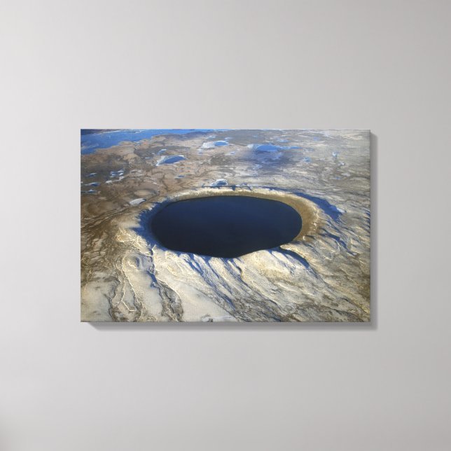 Aerial Pingualuit Crater, Quebec, Canada. Canvas Print (Front)