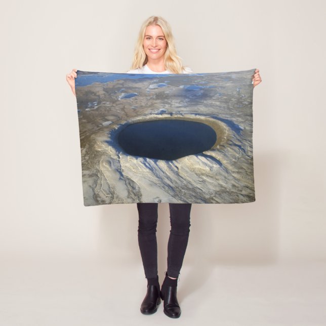 Aerial Pingualuit Crater, Quebec, Canada. Fleece Blanket (In Situ)