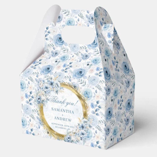 Aerial Romantic Bohemian Pastel Blue Gold Wedding Favour Box (Aerial Romantic Bohemian Pastel Blue Gold Wedding Favor Boxes)