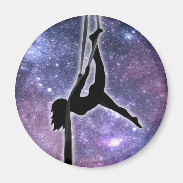 Aerial Silk Dancer Silhouette Galaxy Magnet (Front)
