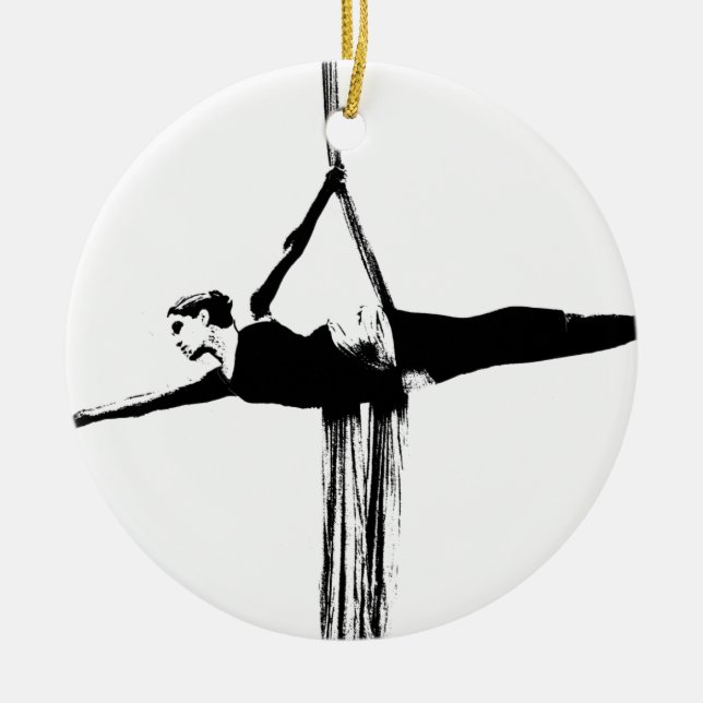 Aerial Silks Dancer Ceramic Tree Decoration (Front)