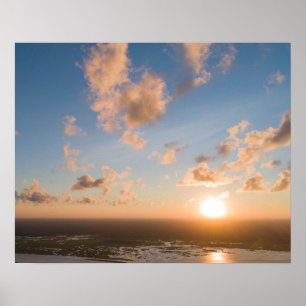 Aerial Sunrise Image Over Coastal Horizon Poster