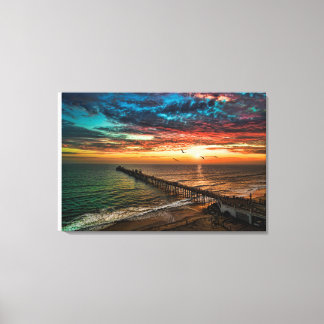 Aerial sunset at the Oceanside Pier Canvas Print