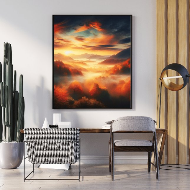 Aerial ungle Landscape Red Trees & Black Cloud Sea Poster (Creator Uploaded)