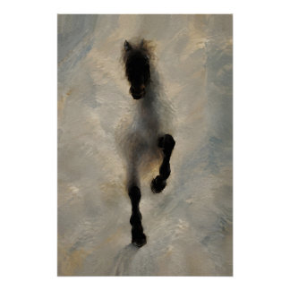 Aerial View Black Horse Oil Painting Wall Art