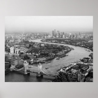 Aerial View London with Tower Bridge River Thames Poster