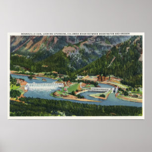 Aerial View Looking Upstream of the Bonneville Poster