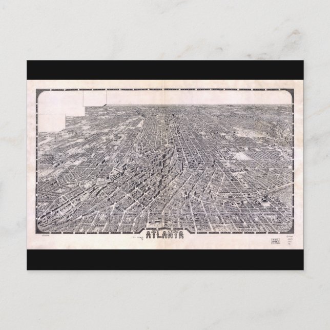 Aerial View Map of Atlanta Georgia (1919) Postcard (Front)