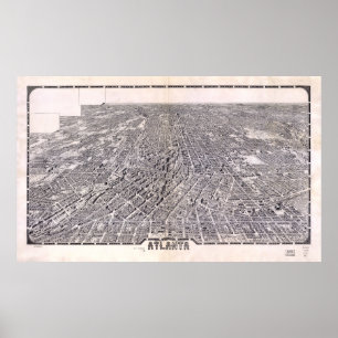 Aerial View Map of Atlanta Georgia (1919) Poster