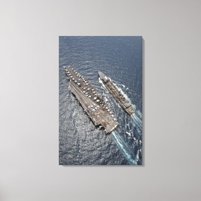 Aerial view of aircraft carrier USS Ronald Reag Canvas Print (Front)