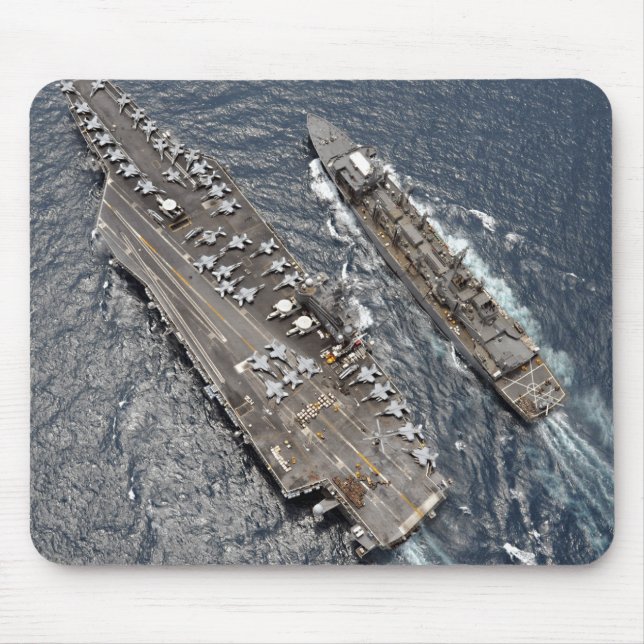 Aerial view of aircraft carrier USS Ronald Reag Mouse Pad (Front)