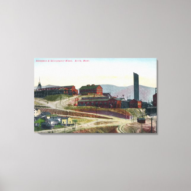Aerial View of Anaconda & Neversweat Mines Canvas Print (Front)