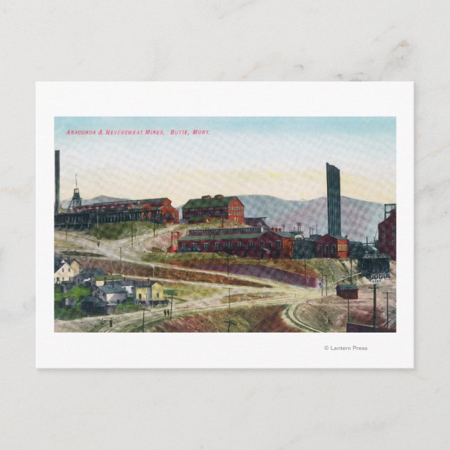 Aerial View of Anaconda & Neversweat Mines Postcard (Front)