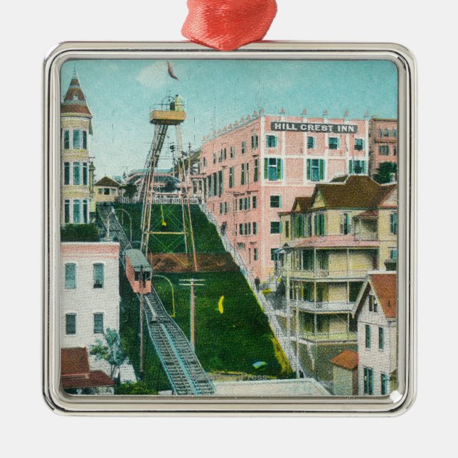 Aerial View of Angels Flight Trolley Metal Tree Decoration (Front)