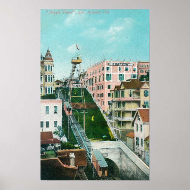 Aerial View of Angels Flight Trolley Poster (Front)