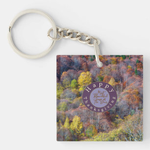 Aerial View of Autumn forest Colourful Trees   Key Ring