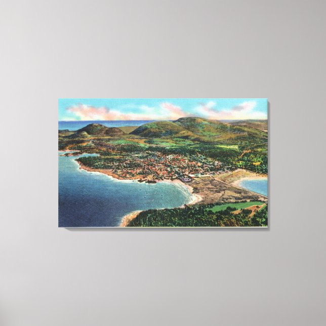 Aerial View of Bar Harbour and Cadillac Canvas Print (Front)
