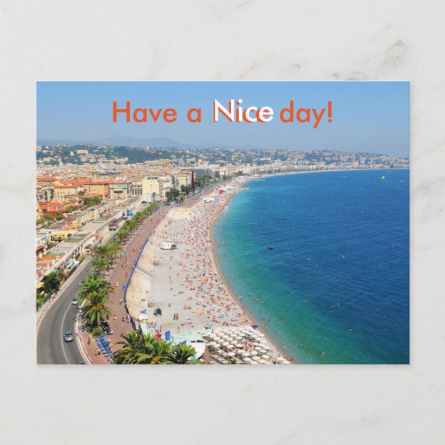 Aerial view of beach in Nice, France Postcard (Front)