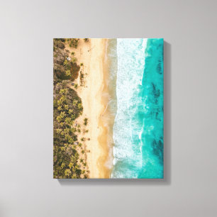 aerial view of blue beach and island canvas print