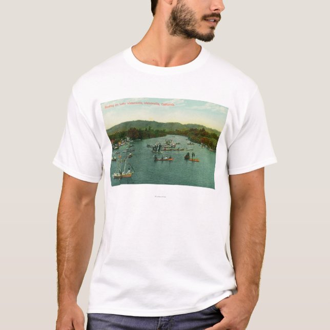 Aerial View of Boats on Lake Watsonville T-Shirt (Front)