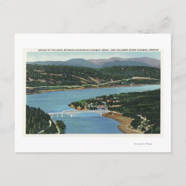 Aerial View of Bridge of the Gods Postcard (Front)