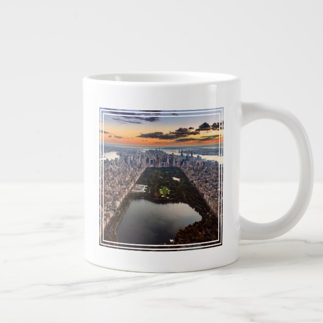 Aerial View of Central Park at Sunset Large Coffee Mug (Right)