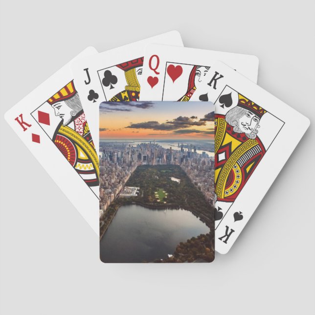Aerial View of Central Park at Sunset Playing Cards (Back)