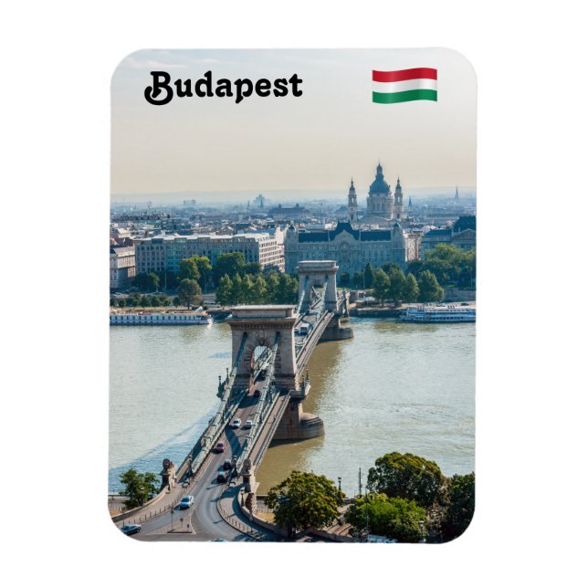 Aerial view of Chain Bridge - Budapest, Hungary Magnet (Vertical)