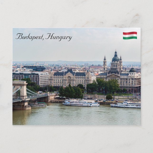 Aerial view of Chain Bridge - Budapest, Hungary Postcard (Front)