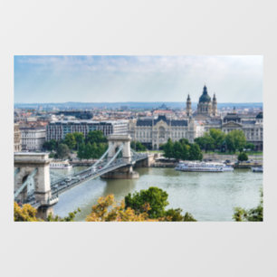 Aerial view of Chain Bridge in Budapest, Hungary