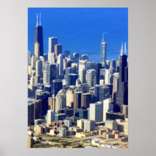 Aerial view of Chicago Downtown with Lake Poster