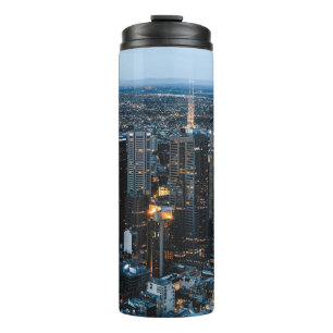 AERIAL VIEW OF CITY BUILDINGS DURING NIGHT TIME THERMAL TUMBLER