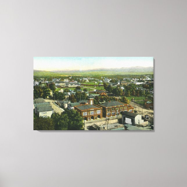 Aerial View of City, Fire Station & Municipal Canvas Print (Front)