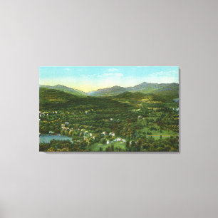 Aerial View of City with Hurrican Mountain Canvas Print