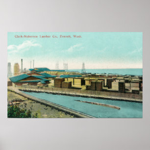 Aerial View of Clark-Nickerson Lumber Co Poster