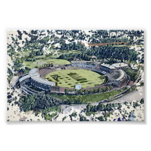 Aerial View of Cricket Stadium in Southampton Art Photo Print