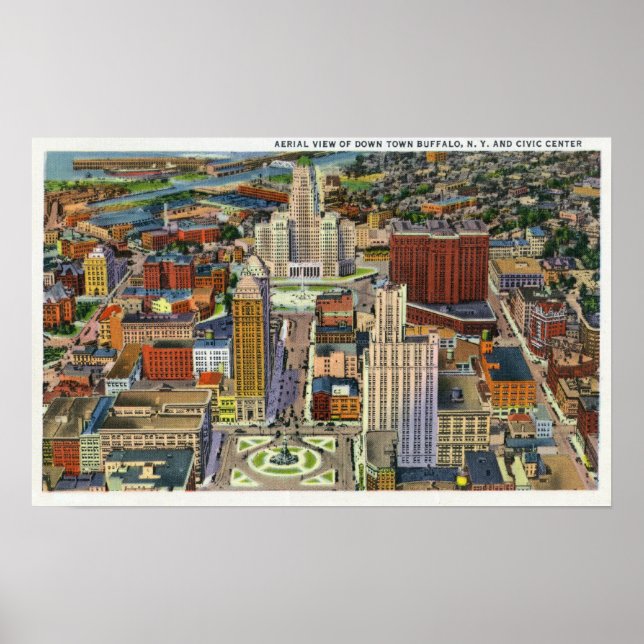 Aerial View of Downtown and the Civic Centre Poster (Front)