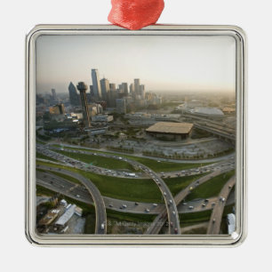 Aerial view of downtown Dallas, Texas Metal Tree Decoration