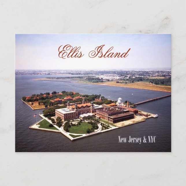 Aerial view of Ellis Island, NJ & NY Postcard (Front)