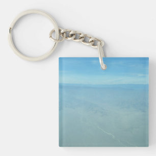 Aerial View of Endless Desert Mountains and Hazy H Key Ring