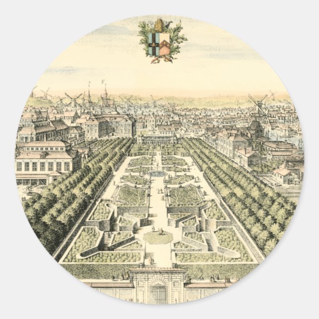 Aerial View of Formal Garden by Eric Dahlbergh Classic Round Sticker (Front)