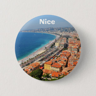 Aerial view of French Riviera in Nice, France 6 Cm Round Badge