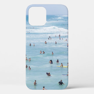 AERIAL VIEW OF GROUP OF PEOPLE SWIMMING ON BEACH iPhone 12 CASE