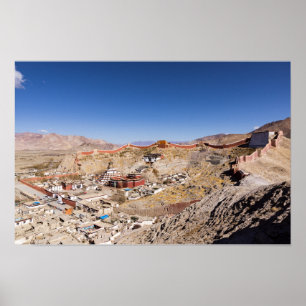 Aerial view of Gyantse & Palcho Monastery - Tibet Poster