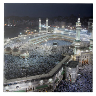 Aerial View of Hajj Pilgrims at the Kaaba, Mecca Tile